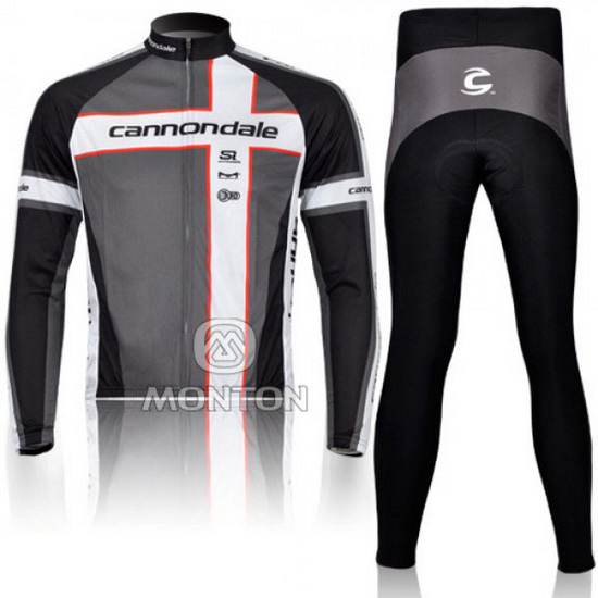 2011 Maillot Cannondale Tirantes Mangas Largas grigio